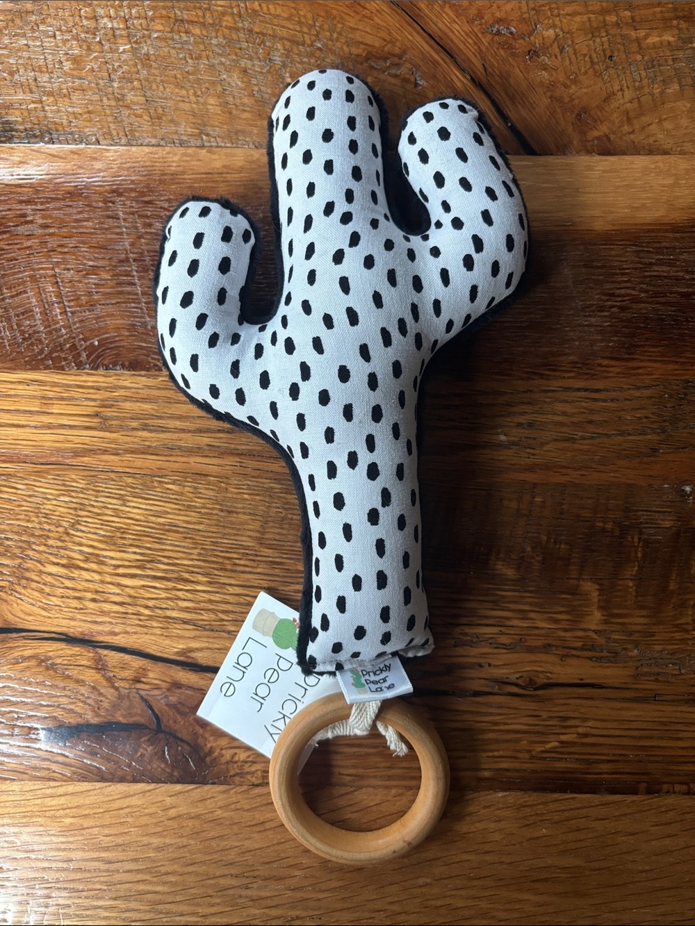 Prickly pear lane Plush Cactus Teether Rattle - Black & White NWT